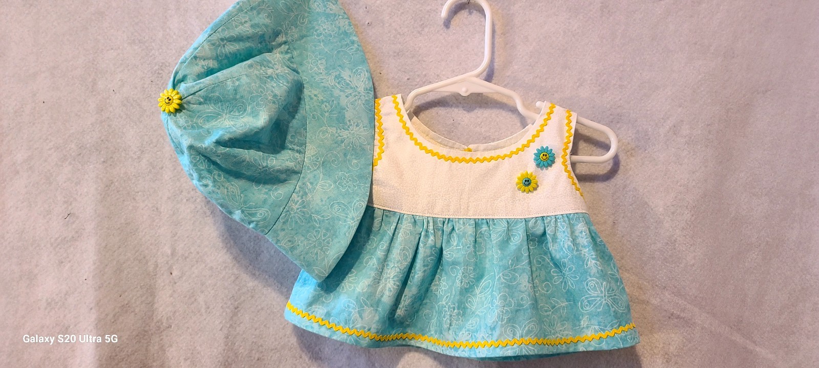 Infant Girls Size 3mn White & Teal 3 Piece Outfit Buttons & Trim