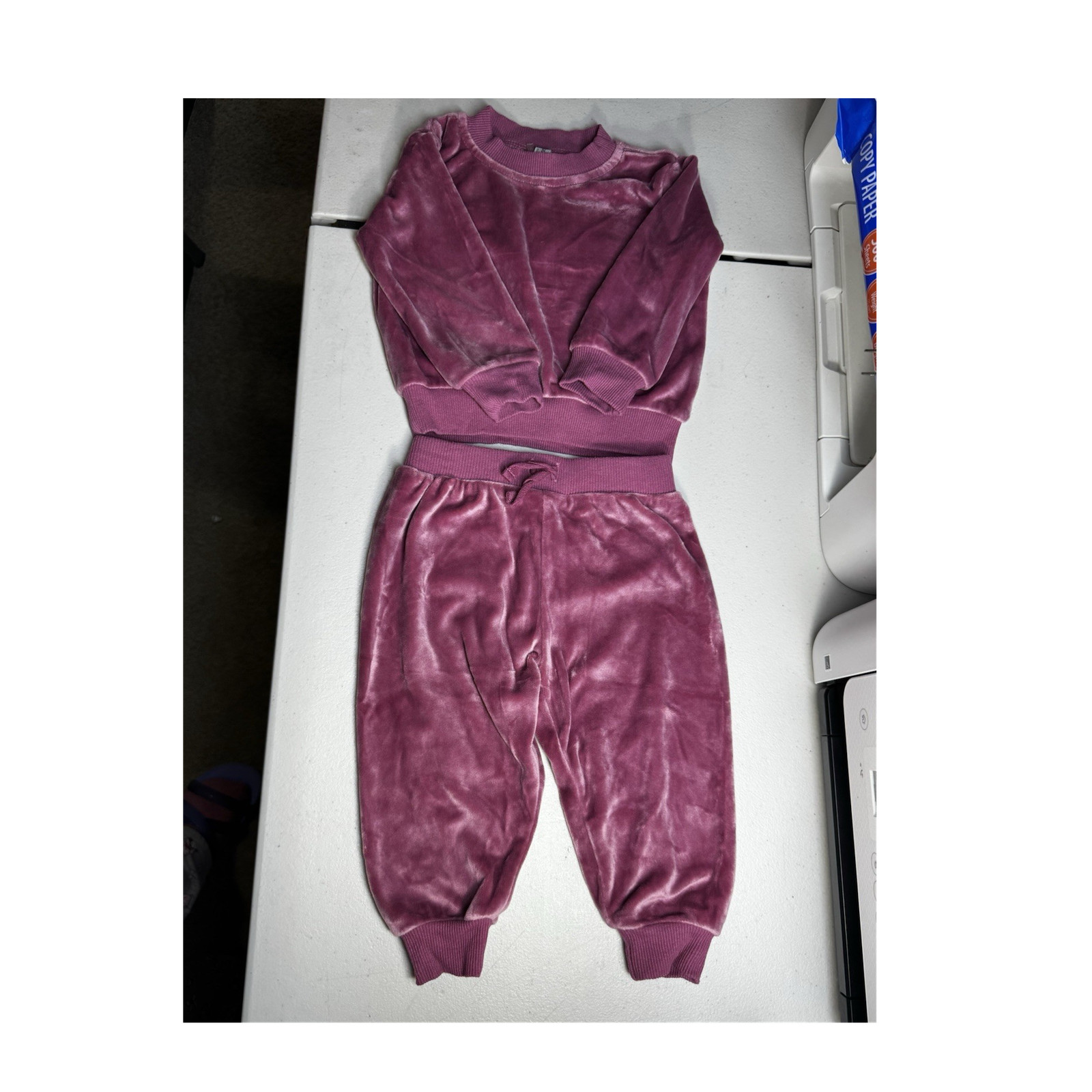 Doodlebug & Scout Velour Sweatshirt & Pants Set Pink 6-9 Months Cuffed