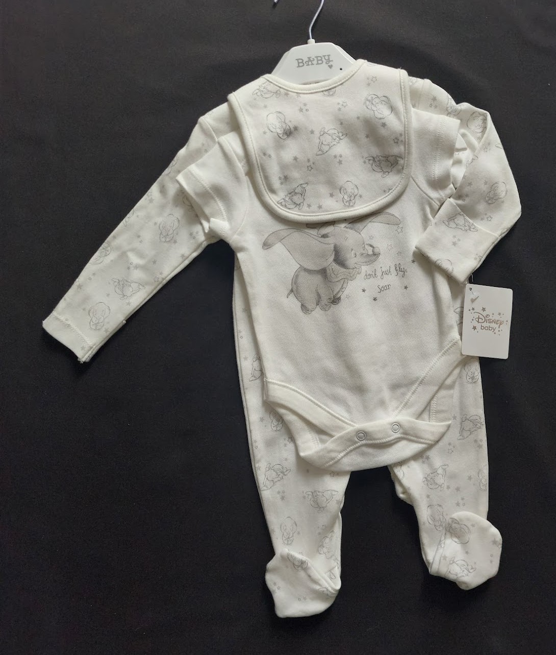 Baby Unisex Disney Dumbo Character 3 Piece Starter Set 0-3 Months