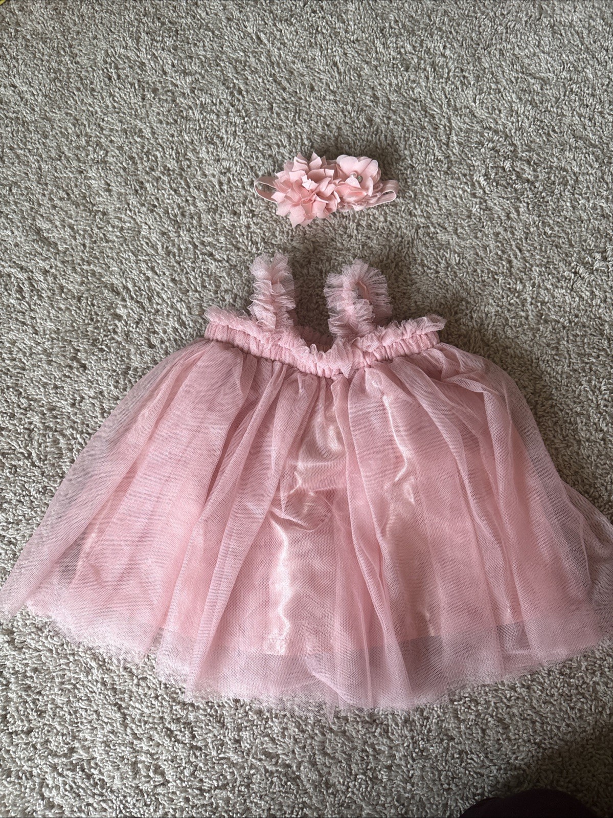 Elly & Emmy Baby Girls Pink Tutu Dress & Headband Photo Shoot Set 0-12M