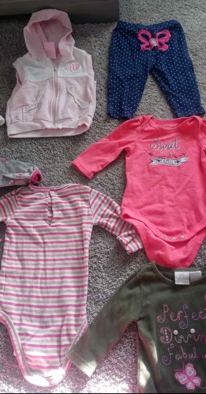 Baby Girl 6-9 Month Clothing Lot 22 Pieces Assorted Items And Colors.