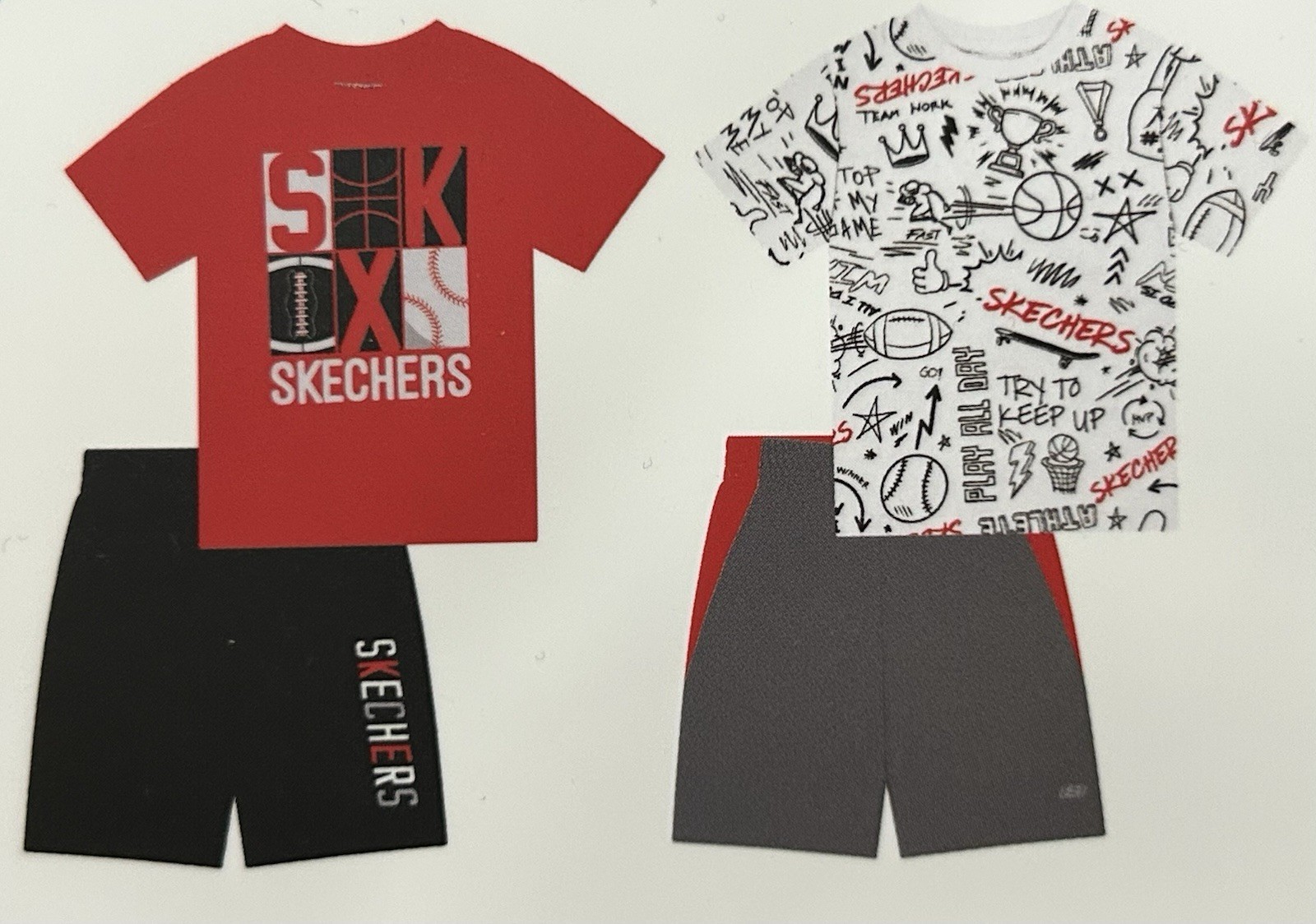 Skechers Toddler Boys 4 Piece Tees & Shorts Size 5T Red