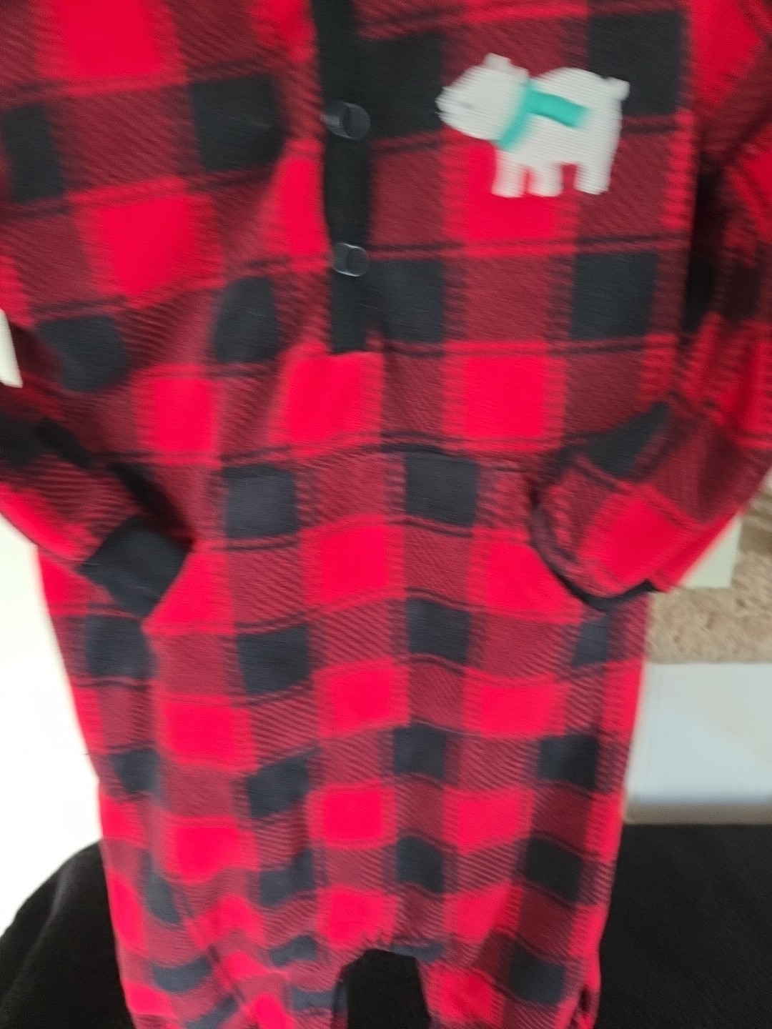 Baby christmas outfit one piece hoodie 12 months red black Polar Bear 12 Month
