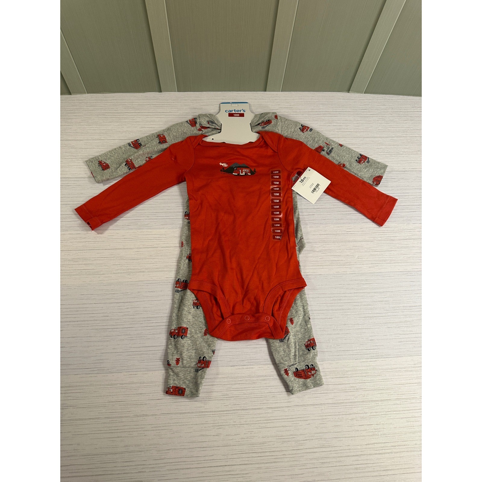 Carters Baby Boys 3pc Fire Truck Outfit Set Red Gray 18M 1T137910