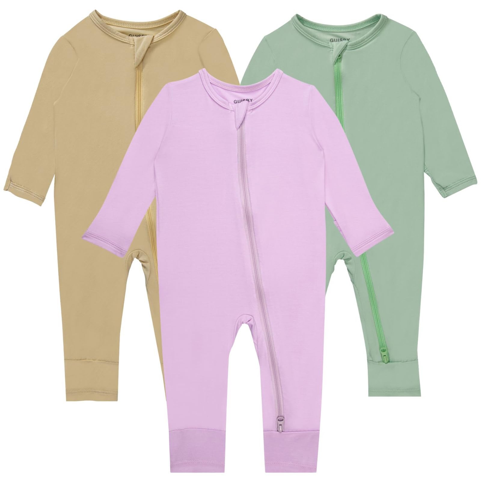 GUISBY Baby Boy Girls Footless Snug Fits Sleepers, Rayon Long Sleeve with Mit…