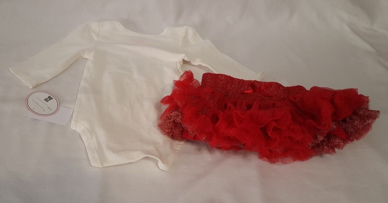 New Infant Girls Baby Grand Signature Bodysuit & Tulle Skirt W Lining Size 0-3M