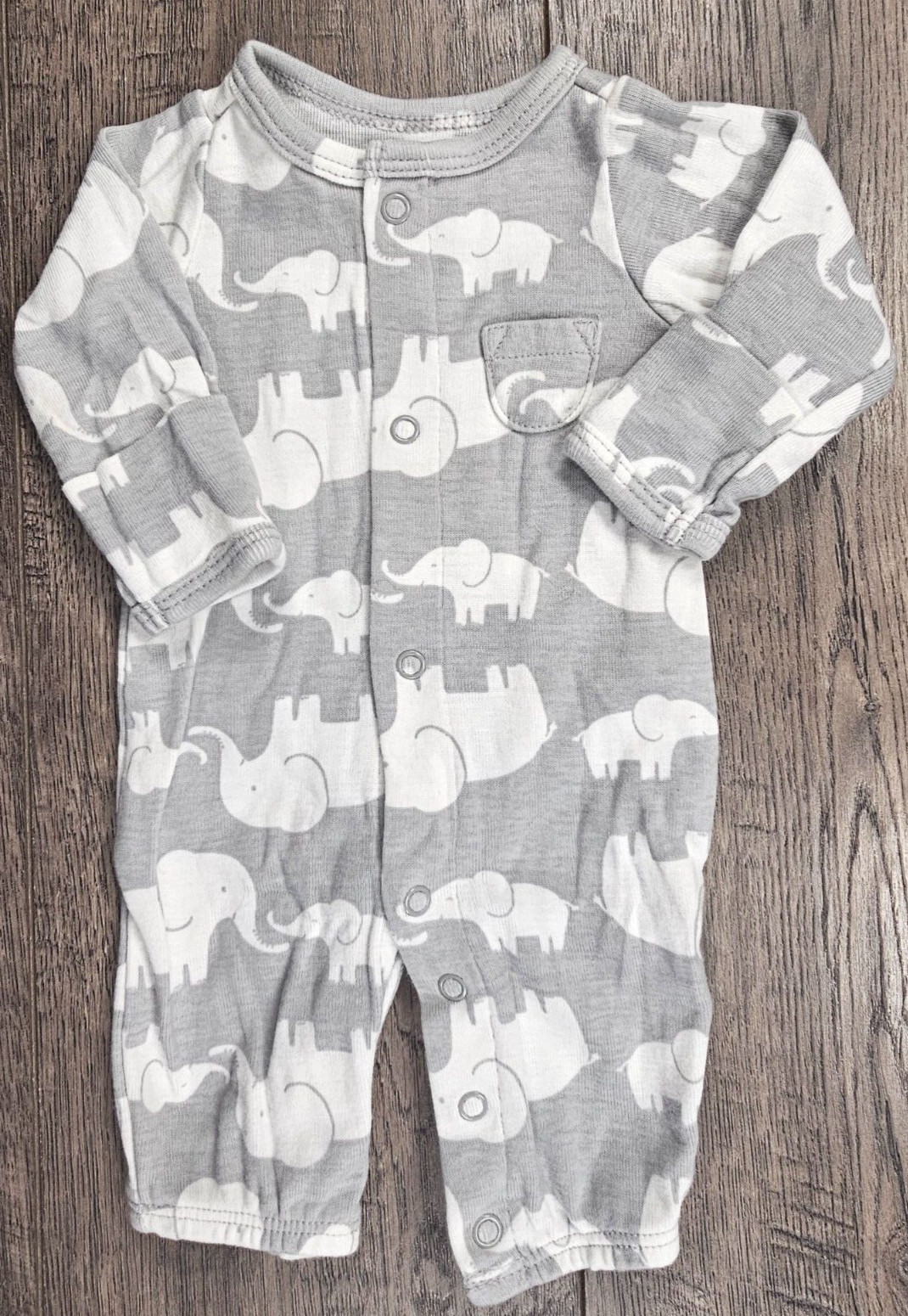 Baby Boy Clothes Carter’s Preemie Gray & White Elephant Convertible Gown Outfit