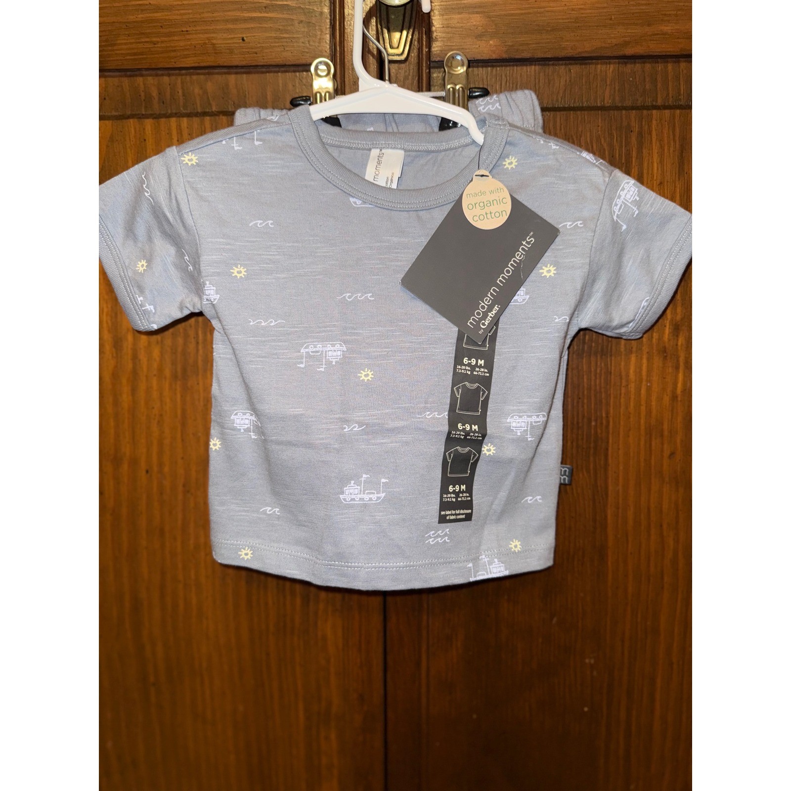 Modern Moments Organic Cotton Nautical Boat T-Shirt and Shorts Set 6-9M