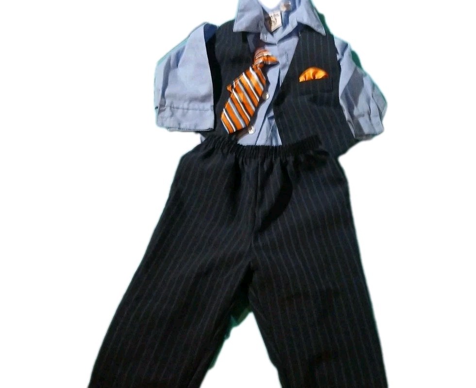 Boys 18 Month 3 Pc Set Pin Stripe Pants, Vest, Shirt And Tie