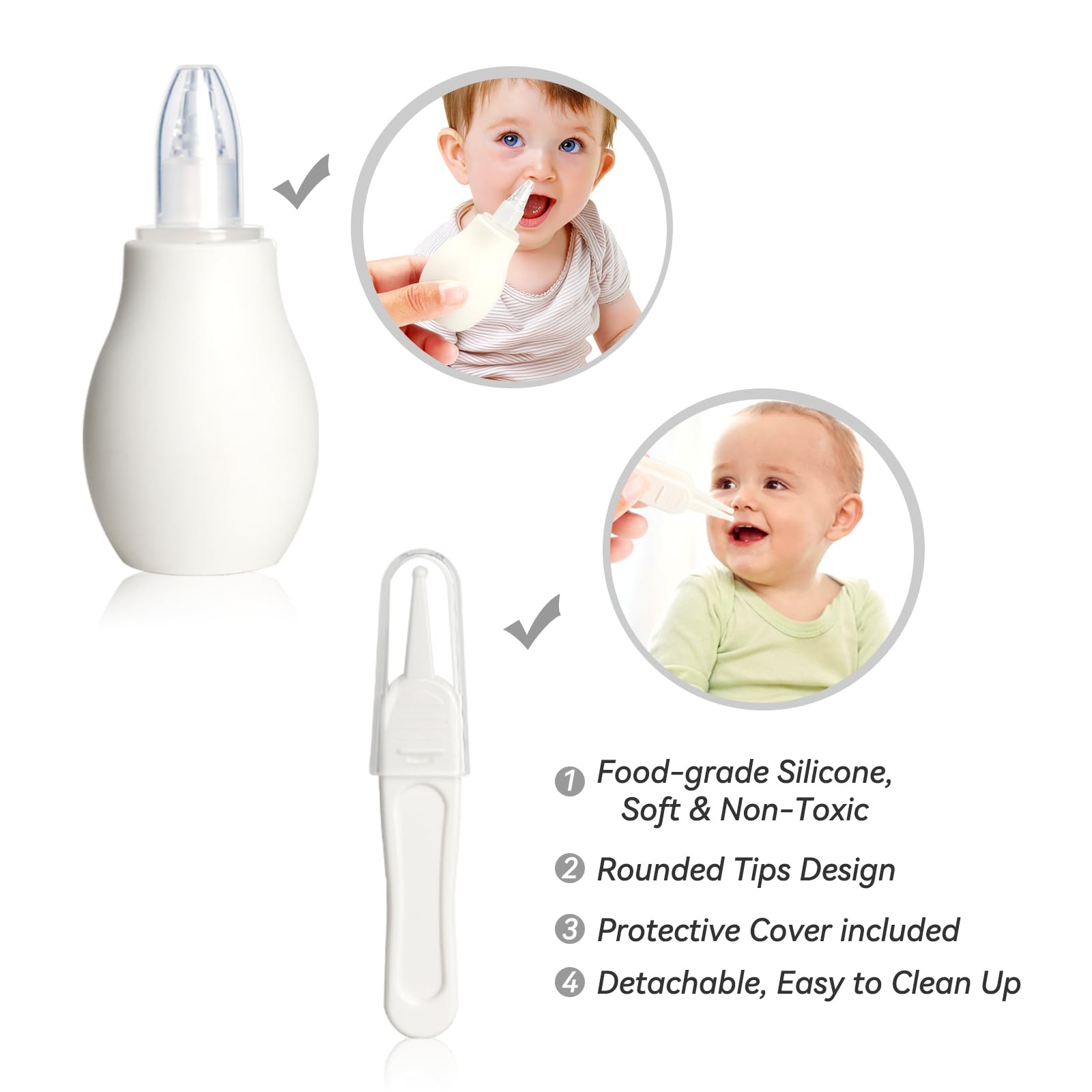 Baby Grooming Kit, Infant Safety Care Set with Hair Brush Comb Grey White
