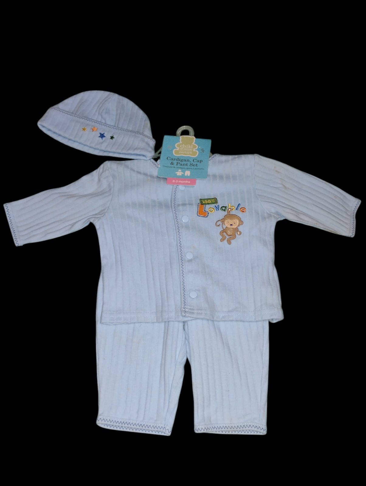 2006 Carter’s Child Of Mine Cardigan, Cap, & Pant Set 0-3 Months