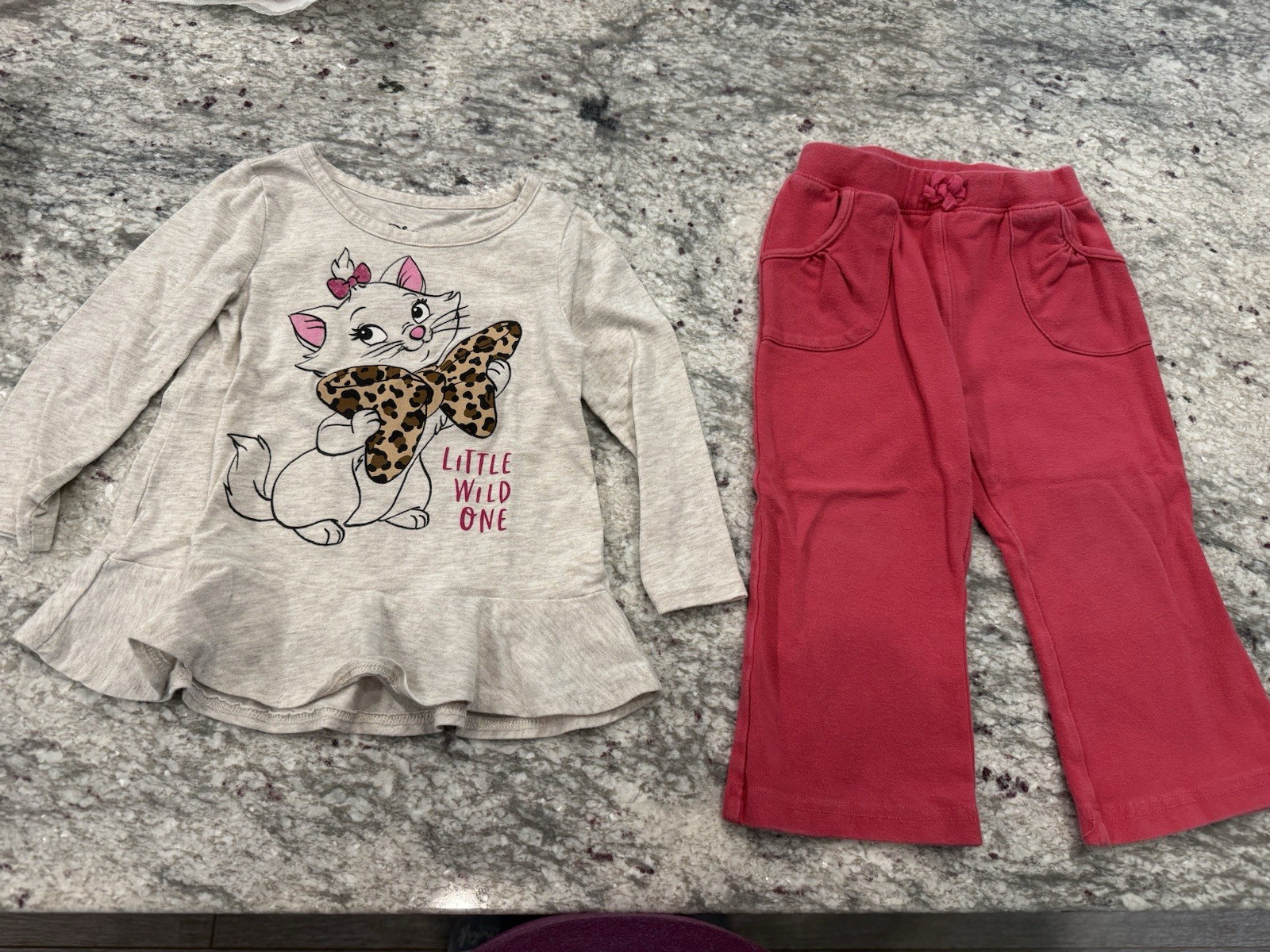 Disney/jumping Beans & Sonoma Toddler Girl 18 Months Cat Shirt With Pink Pants