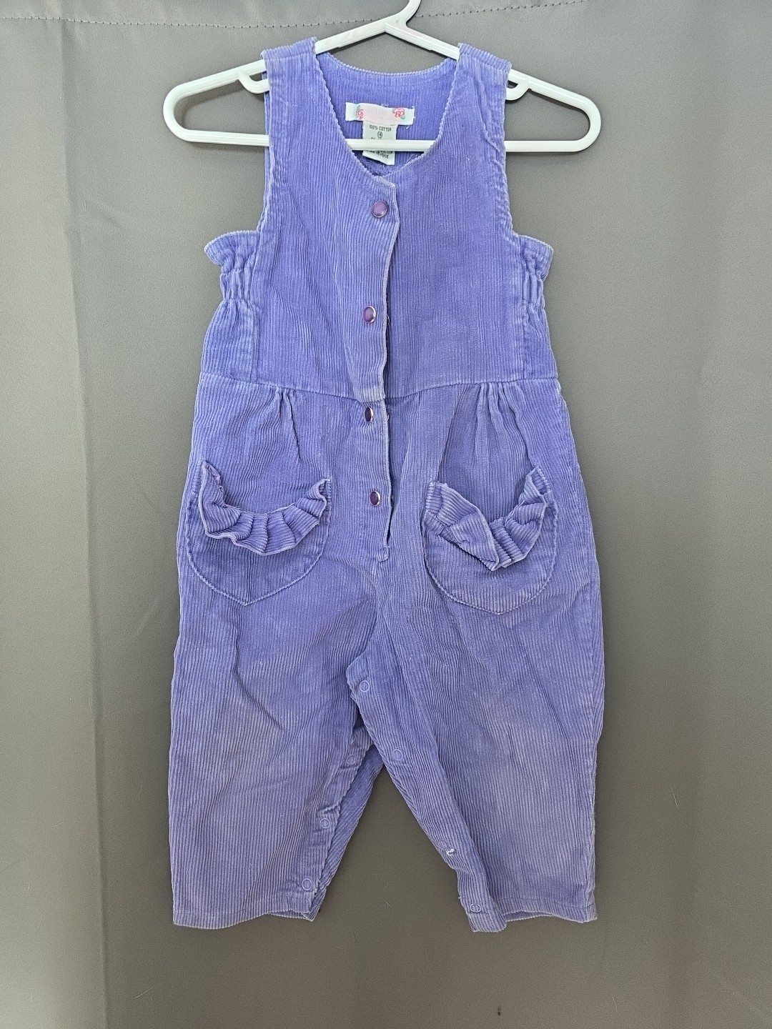 Vintage Petite Club 18 Month Blue Corduroy Overalls Baby Girl Retro