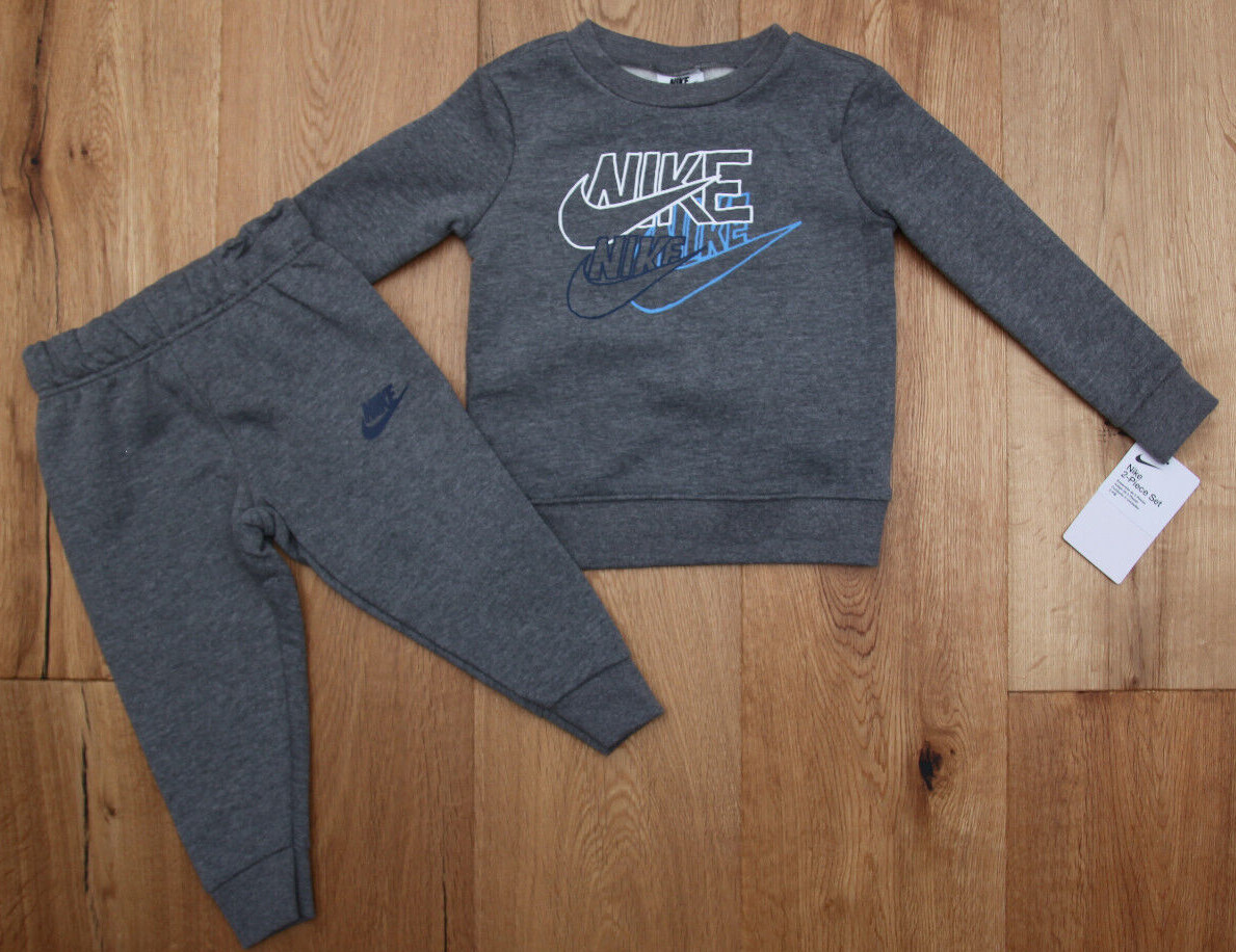 Nike Toddler Boy 2 Piece Jogging Set ~ Gray, Blue & White ~