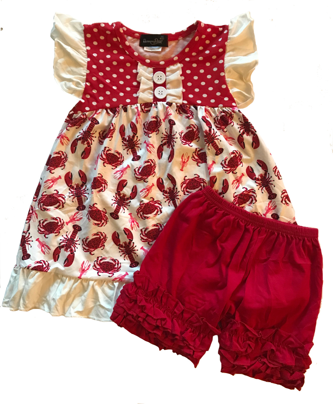 New Boutique Harmony Bee Sz 4T Lobster Flutter Shorts Tunic Set Nautical L