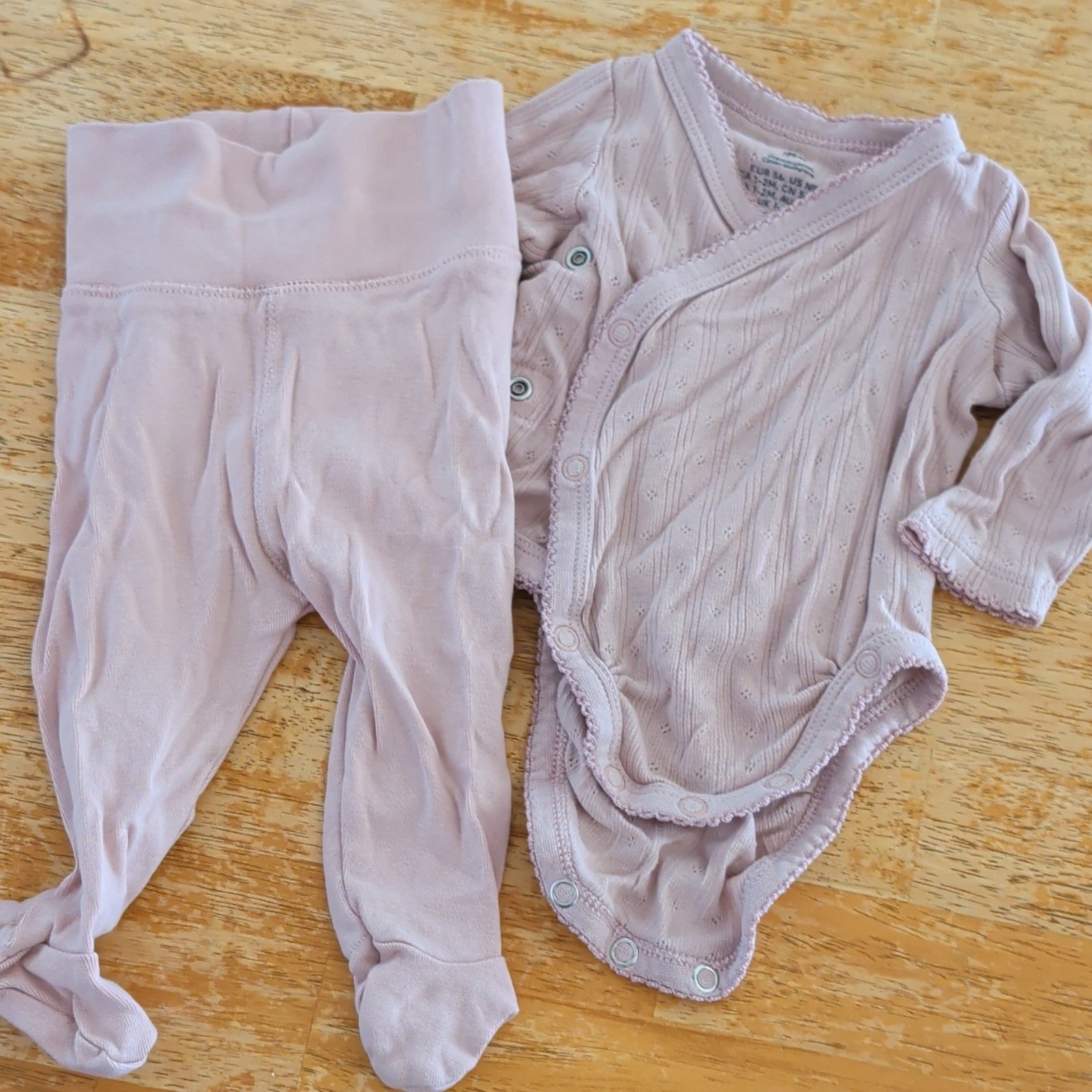 H&M Organic Cotton 2pc Newborn Outfit Set Pink Long Sleeve Bodysuit + Pants
