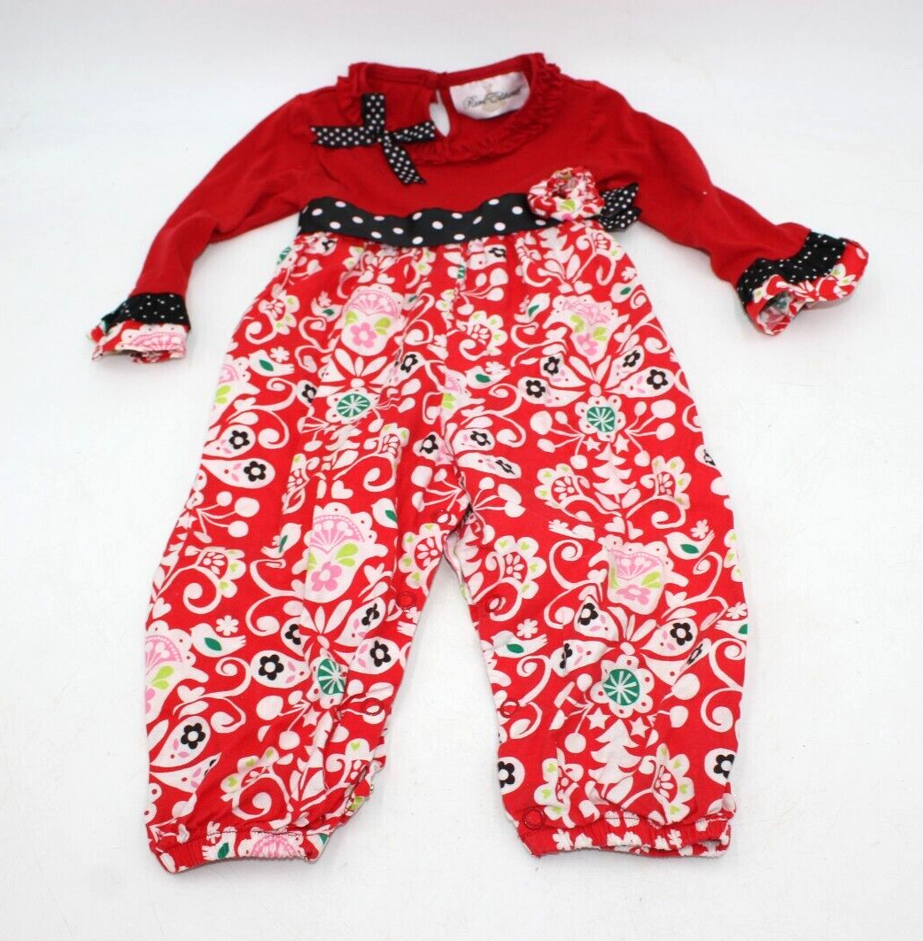 CUTE Rare Editions Girls 18 Months Ladybug Applique Red Ruffle Romper Outfit
