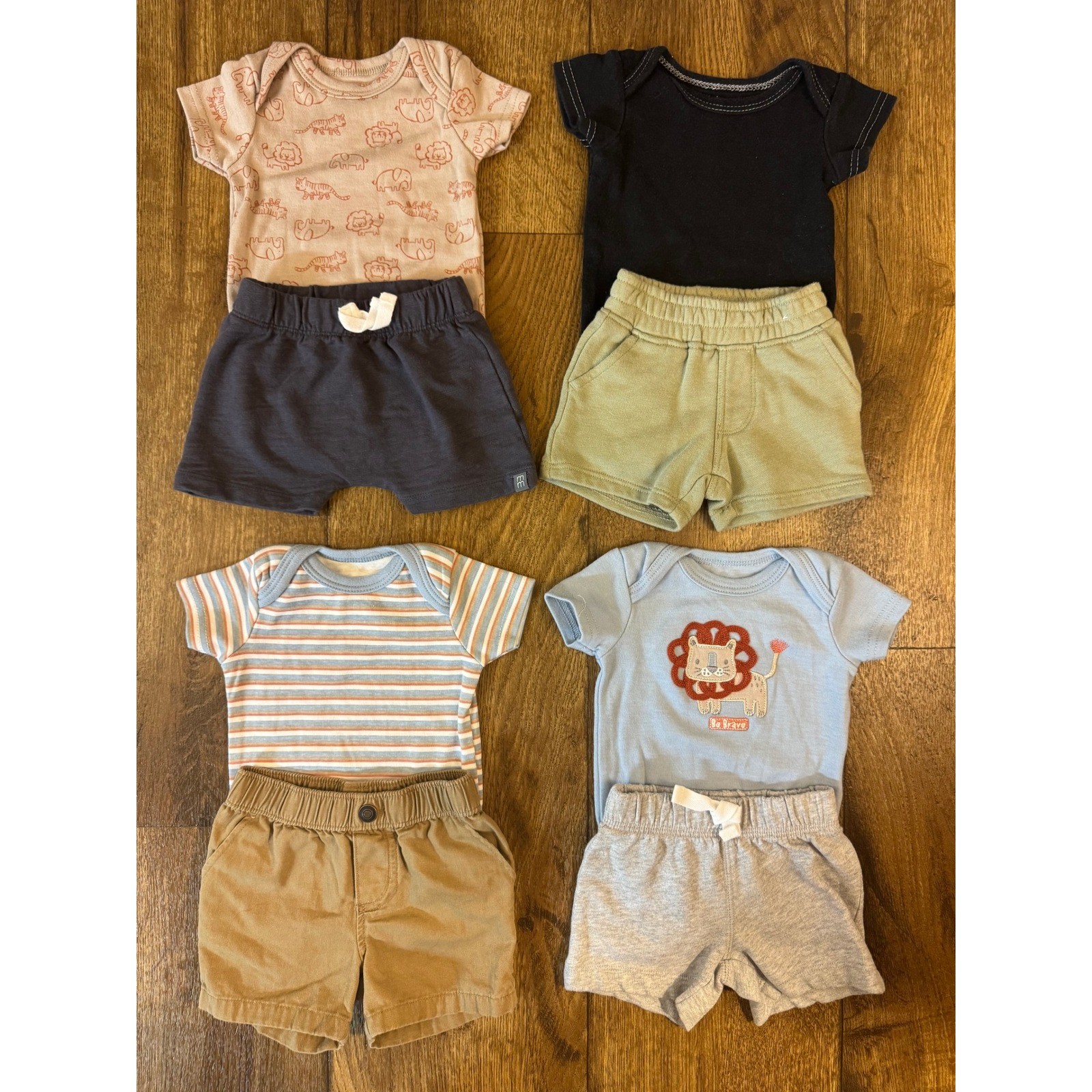 Garanimals Carters Baby Boy Bodysuits Shorts Lot 0/3 Months Summer Lion Safari