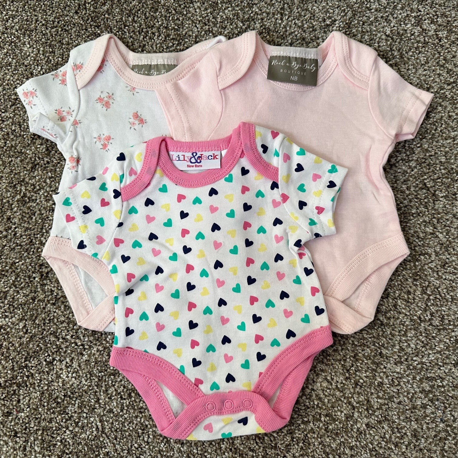NEW 3 PACK! Newborn Baby Girls Bodysuit Lot, Infant Clothes Gift Set I