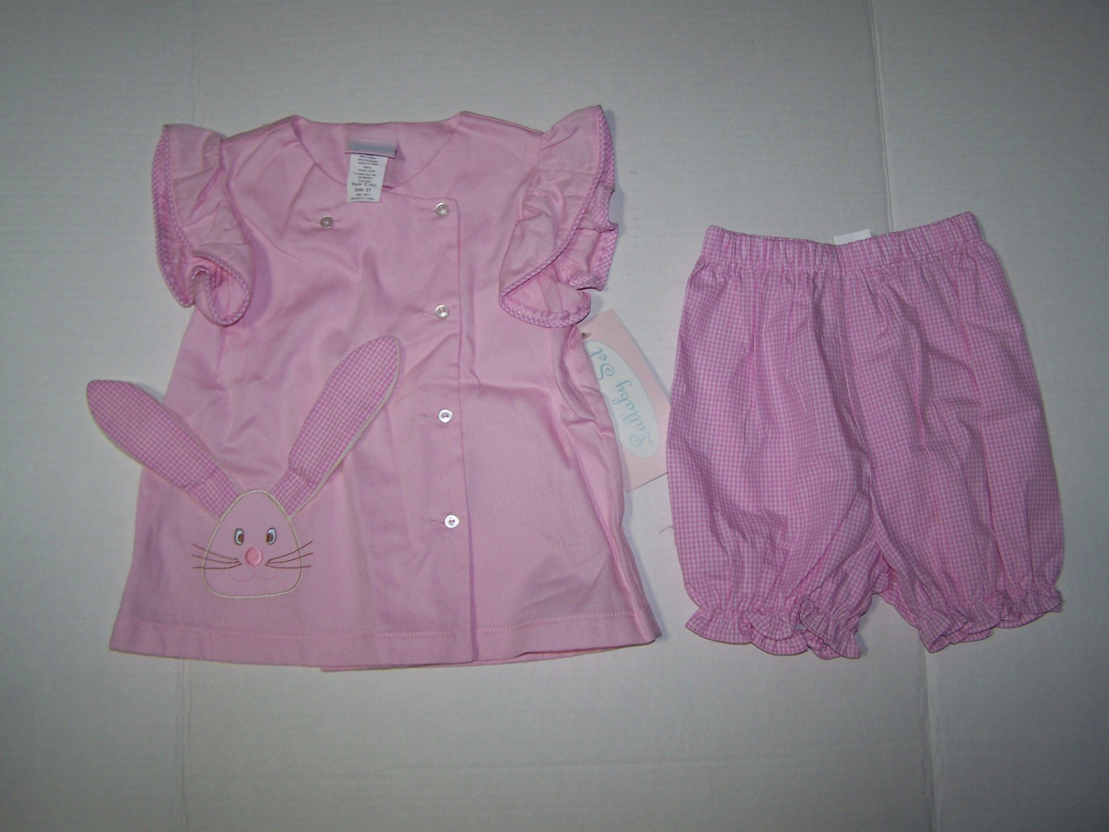NWT Lullaby Set Boutique Girls Bunny Set Size 2T Short Sleeve Top/Bloomers Pink