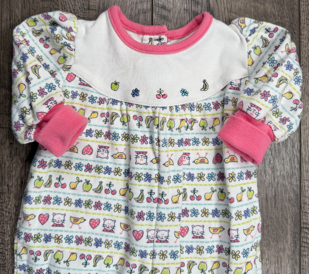 Baby Girl Clothes Vintage Gymboree 0-3 Month Apple Kitty Outfit
