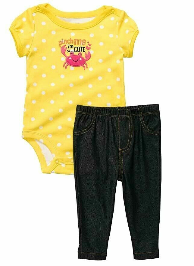 Carter’s Baby Girls 2 Pc Bodysuit & Pants Set NWT 3M or 6 Months Pinch or Sister