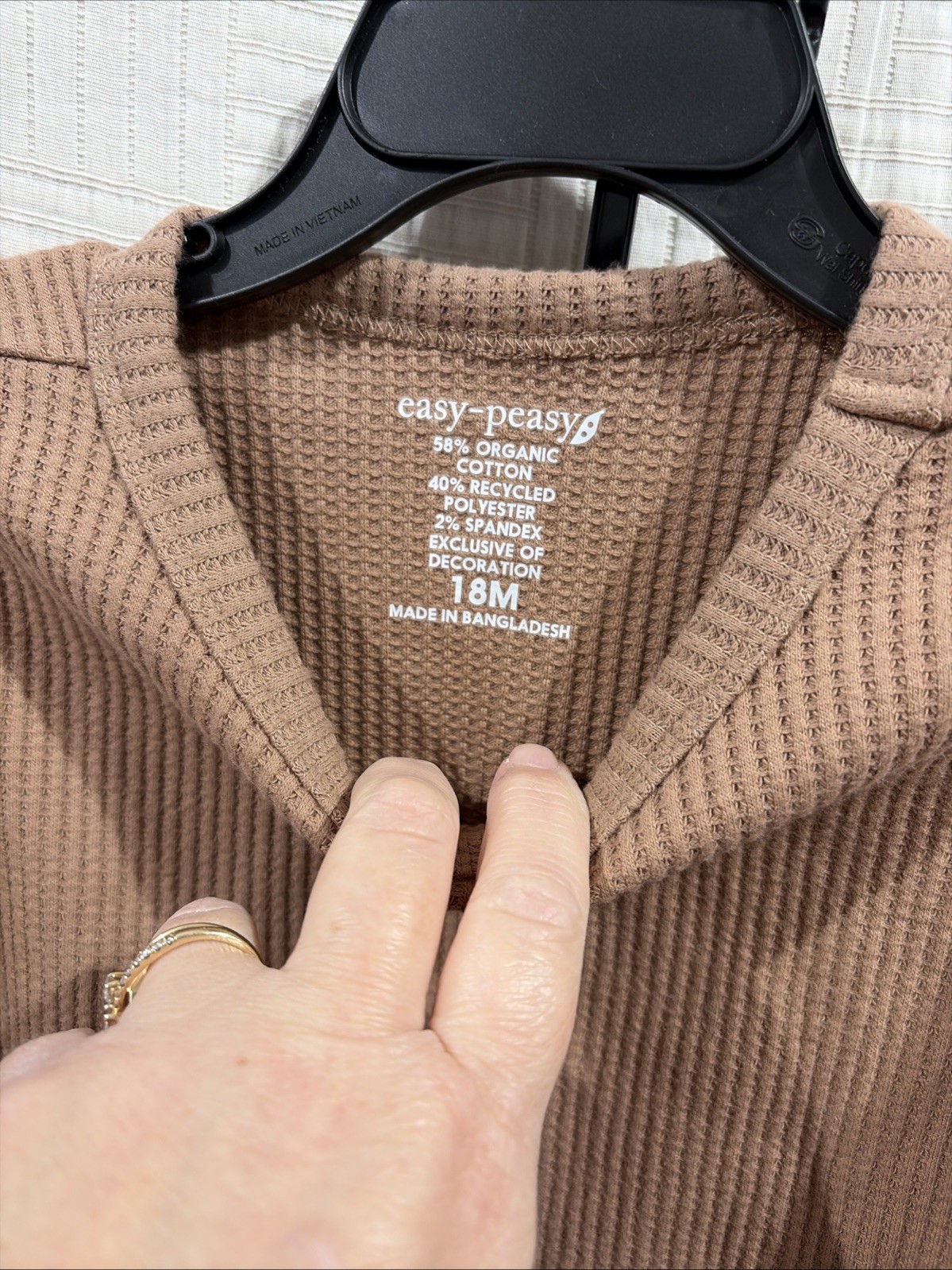 Easy Peasy 2 Piece Baby Boy 18 Woven Brown LS Shirt And Dark Blue Jeans New