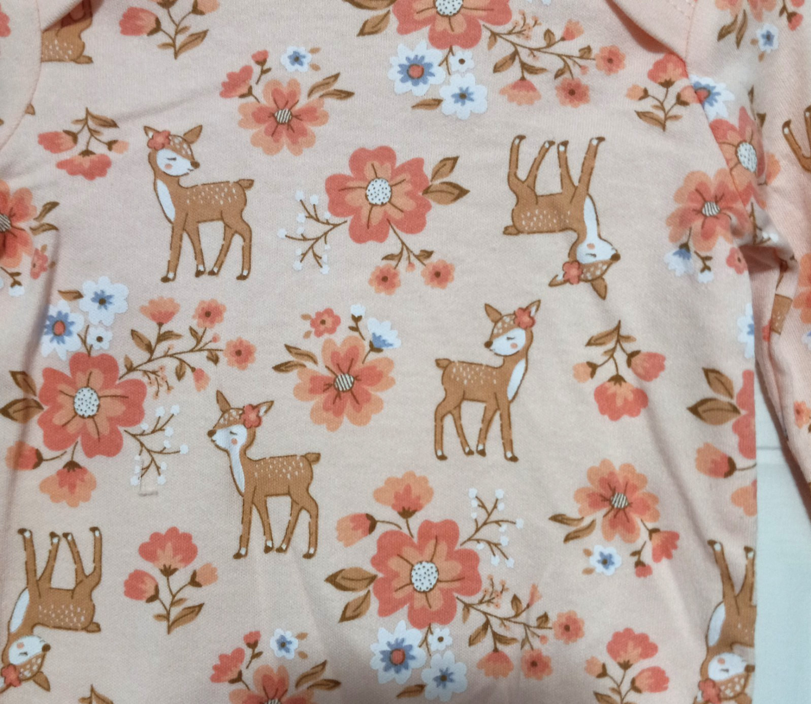 NWT Little Beginnings Girls Floral Deer Overall Set 0-3 Months Bodysuit Peach