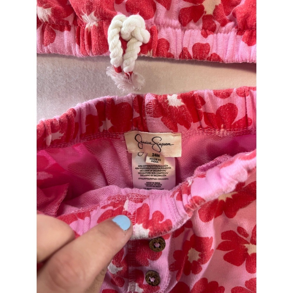 Jessica Simpson Kids Pink Red Flower Print Top Shorts Set 24M