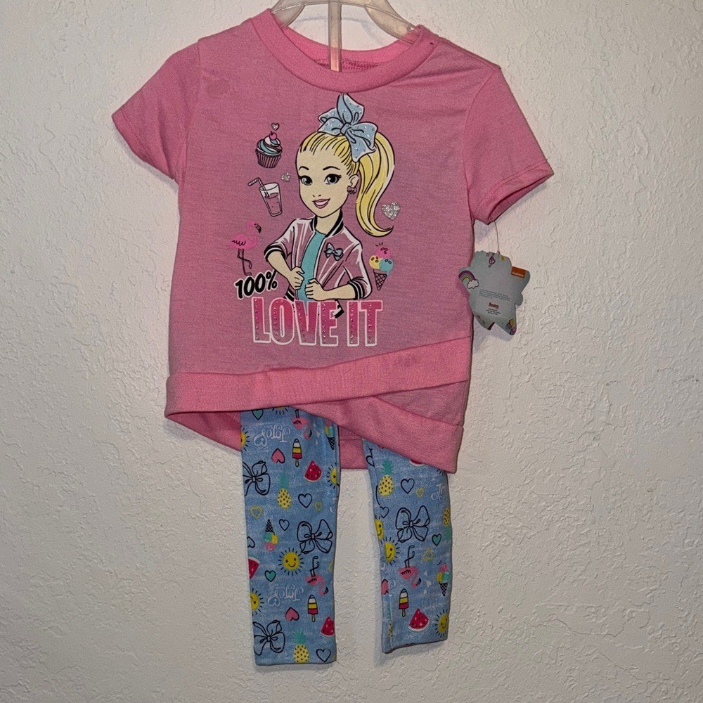 JoJo Siwa Nickelodeon Girls Pink 100% Love It Shirt and Leggings Set Size 2T NWT