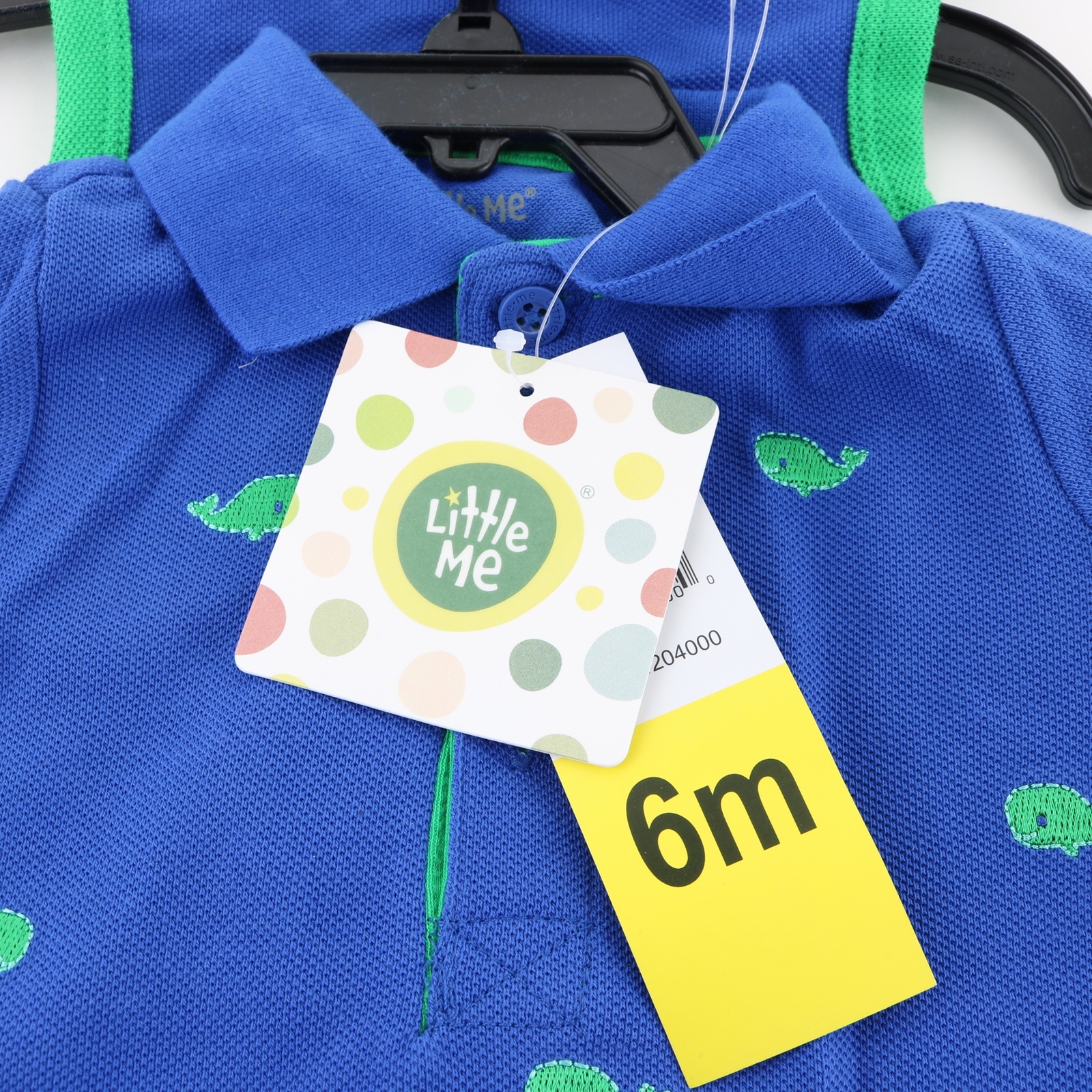 Little Me Boy’s 3-Piece Romper and Hat Set, size 6 Months, Blue / Green