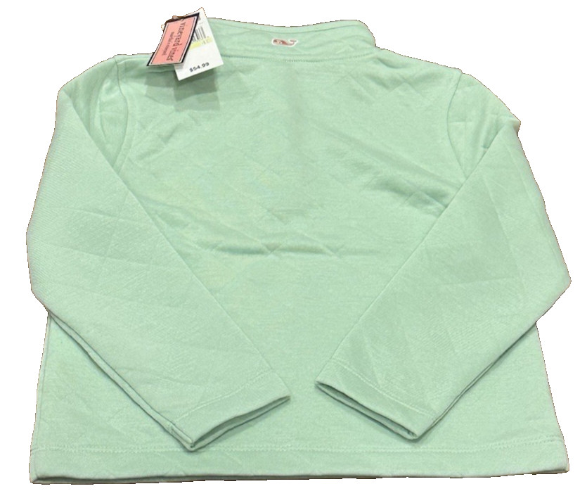 Classic Vineyard Vines Toddler Girl 4T Mist Green Quilted Snap Quarter Pullover