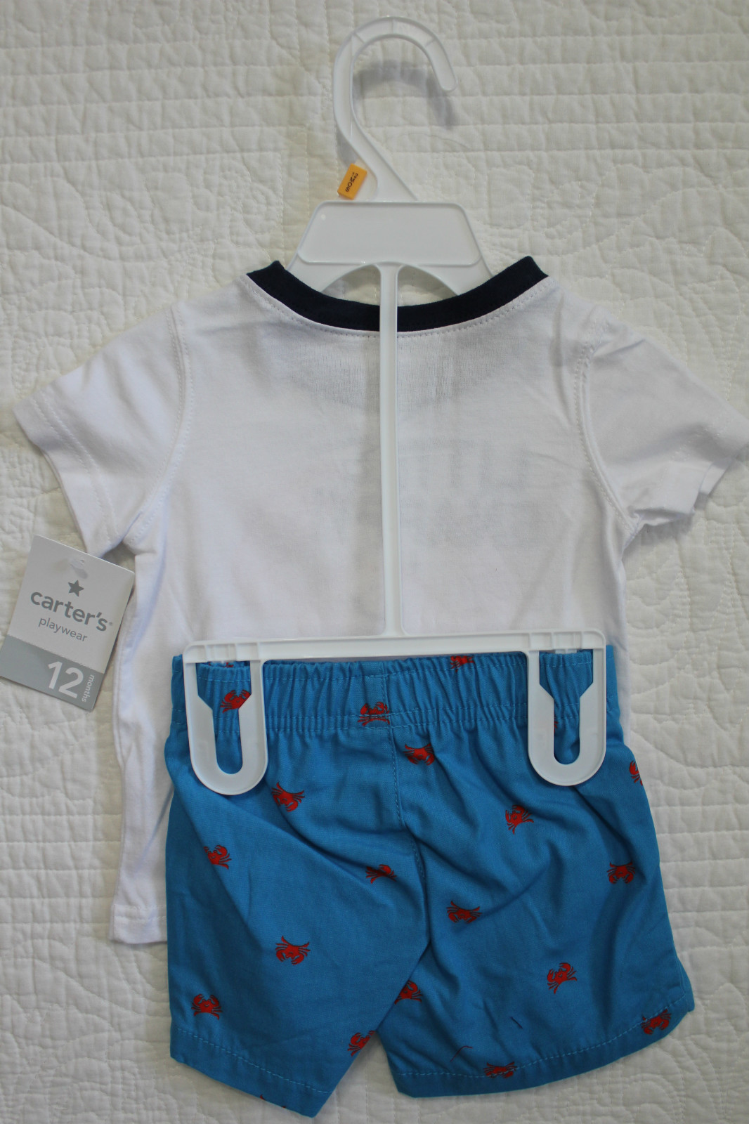 NEW BABY BOYS CARTERS 2 PIECE SET SHIRT SHORTS LITTLE SNAPPY CRAB IRRESISTIBLE