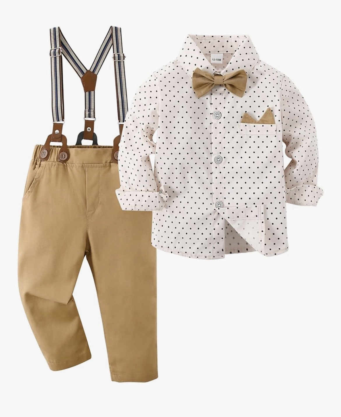 Toddler Formal 3-Piece Wedding Outfit Set by Yallet Size 18-24 Months Beige New