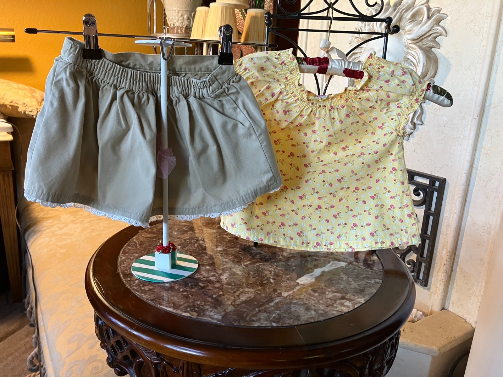Vtg Gymboree 04 Strawberry Patch yellow smocked peasant top skort 18-24 2T