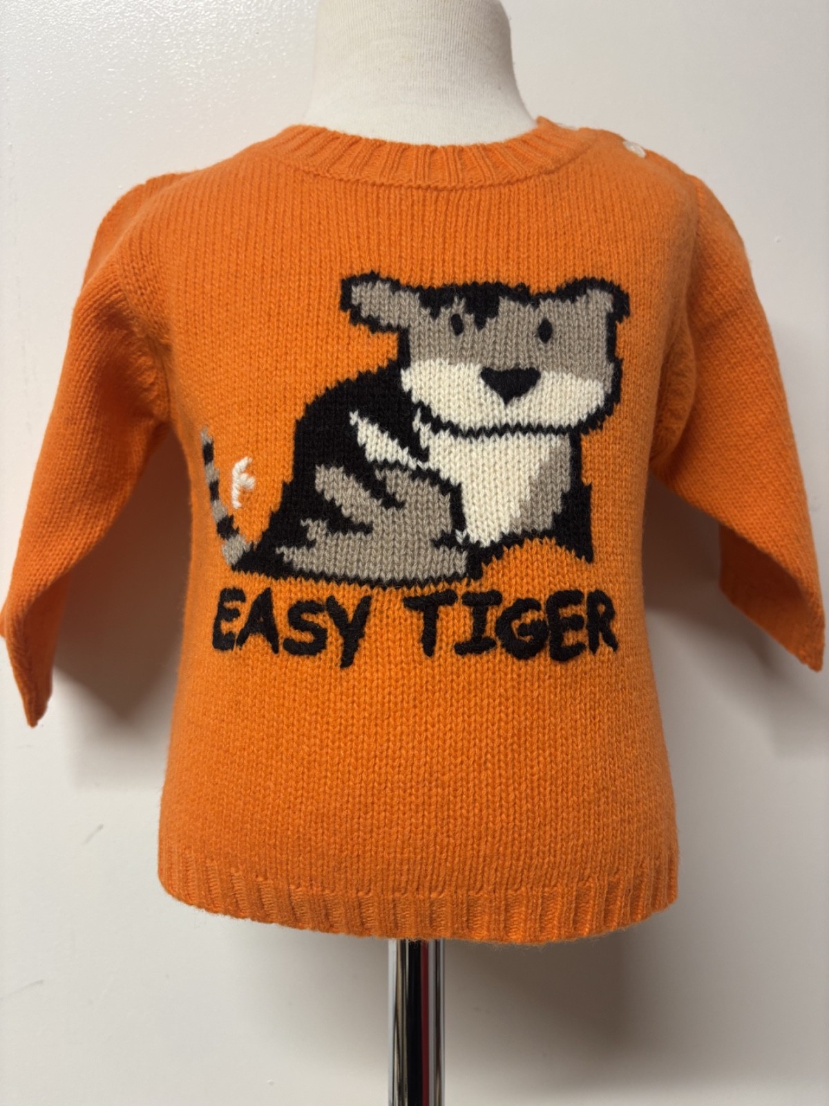 100% SUPER SOFT WOOL BABY/ TODDLER SWEATER/ JUMPER BNWT UNISEX ORANGE EASY TIGER