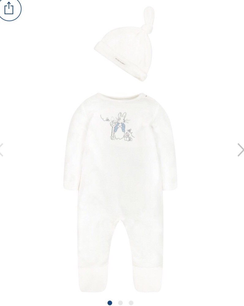 Beatrix Potter Peter Rabbit Baby Boys Girls Sleepsuit And Hat Vintage 3-6 Months