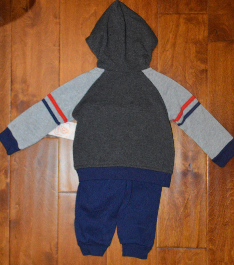 Baby Boy Swiggles Dark Gray Team Champs 2 Pc. Outfit Sweat Suit 0-3M, 3-6M