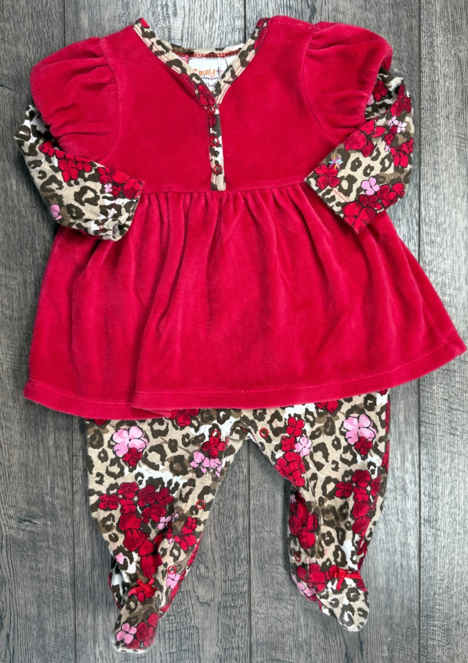 Baby Girl Clothes Truly Scrumptious 6 Month Velour Floral Footed Outfit