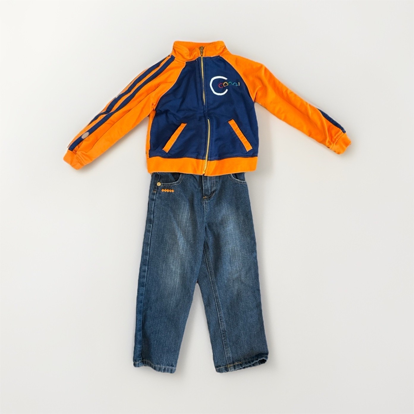 Coogi Boys 4T Blue Orange Jacket Jeans Set Long Sleeve Adjustable Waist