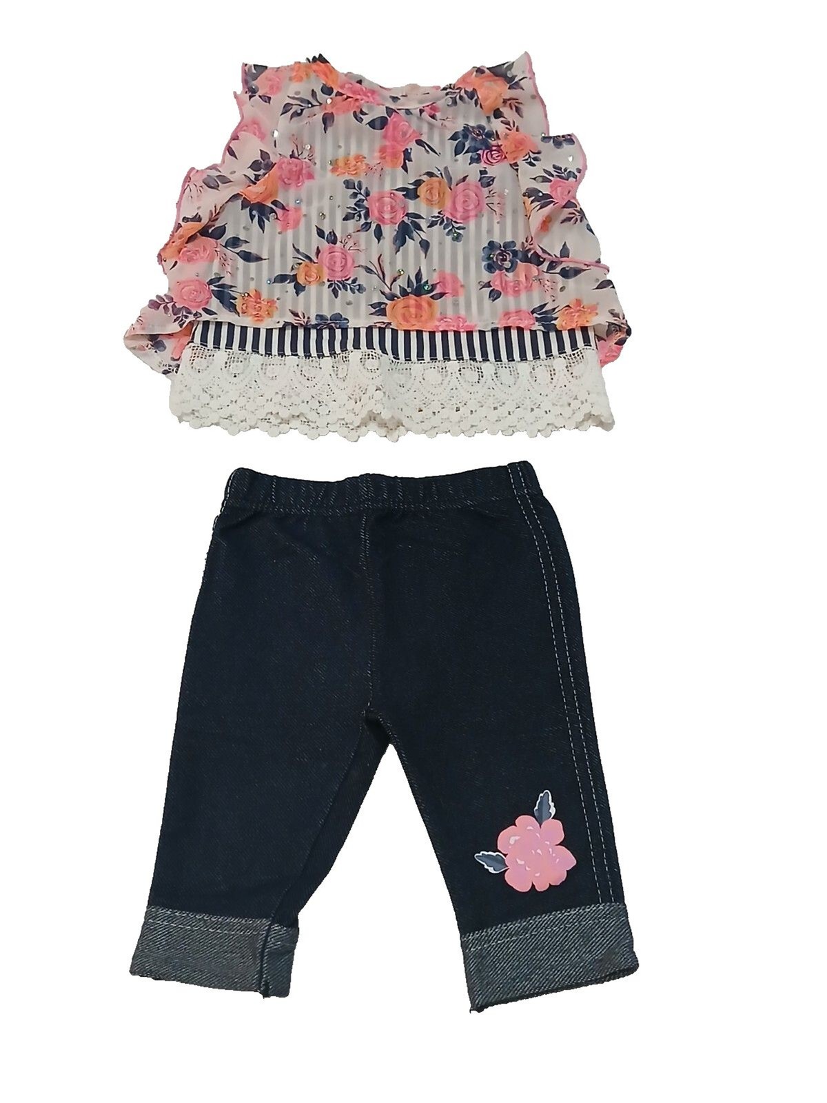 LITTLE LASS Baby Girl 2pc Blouse & Pants Set with Bow Tie Accent (6-9M) – NWOT!!
