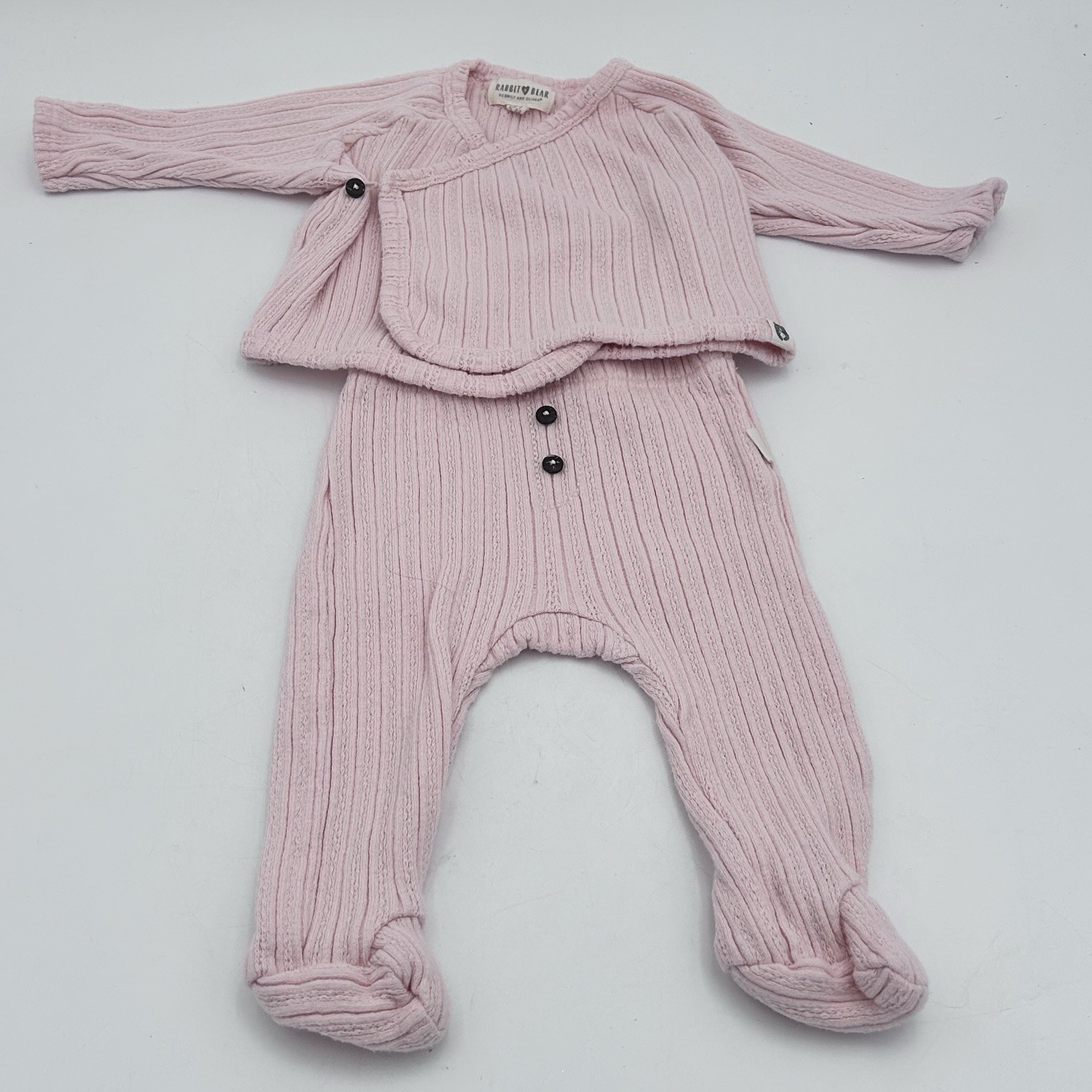 Rabbit + Bear 2 Piece Pink Sweater Knit Outfit 3-6 Months Organic Cotton