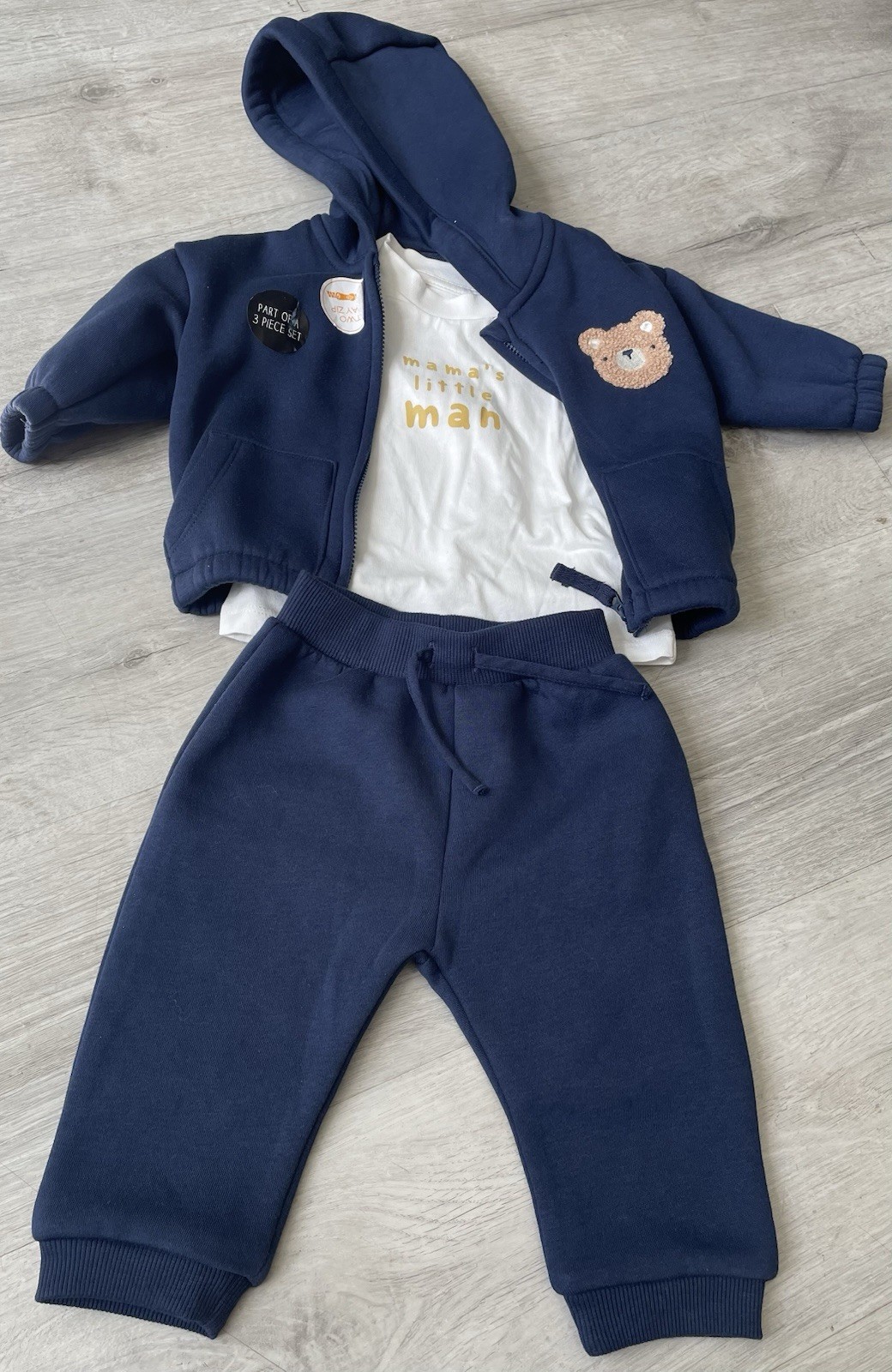 MATALAN BABY BOYS ‘ MAMA’S LITTLE MAN ‘ NAVY TRACKSUIT & TOP 3-6 MONTHS BNWT NEW