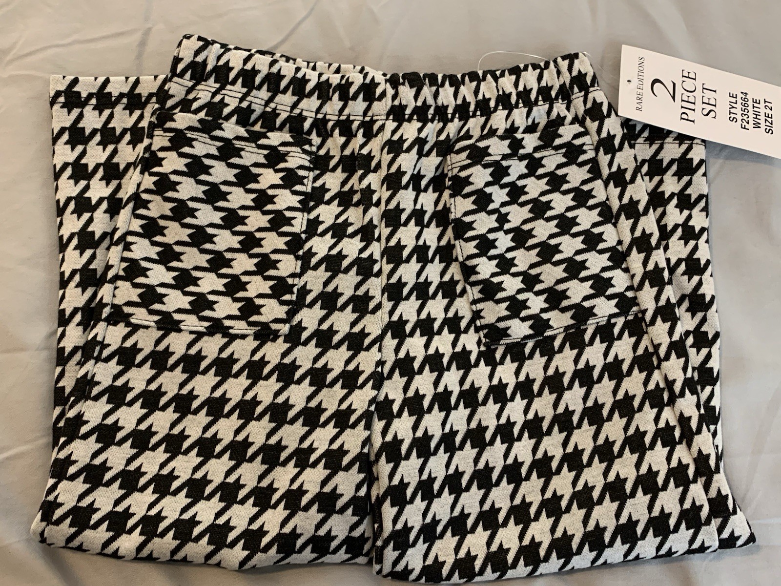 Girls Cow Appliqué Top and Houndstooth Pant Set Size 2T Wide Legs New