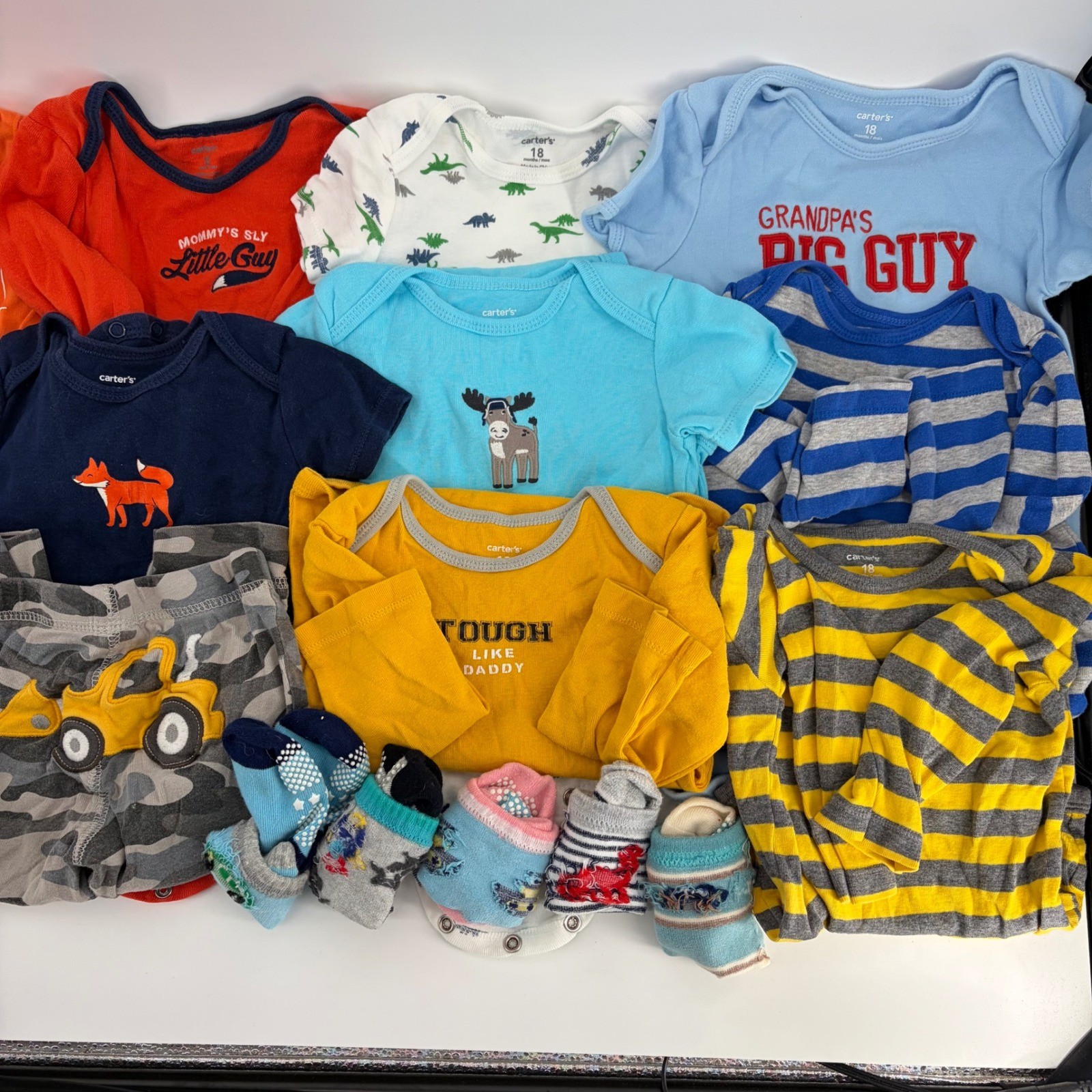Carter’s Baby Boy Clothes Lot 18M 18 Months Bodysuits Hoodies Pants Shorts 22pc