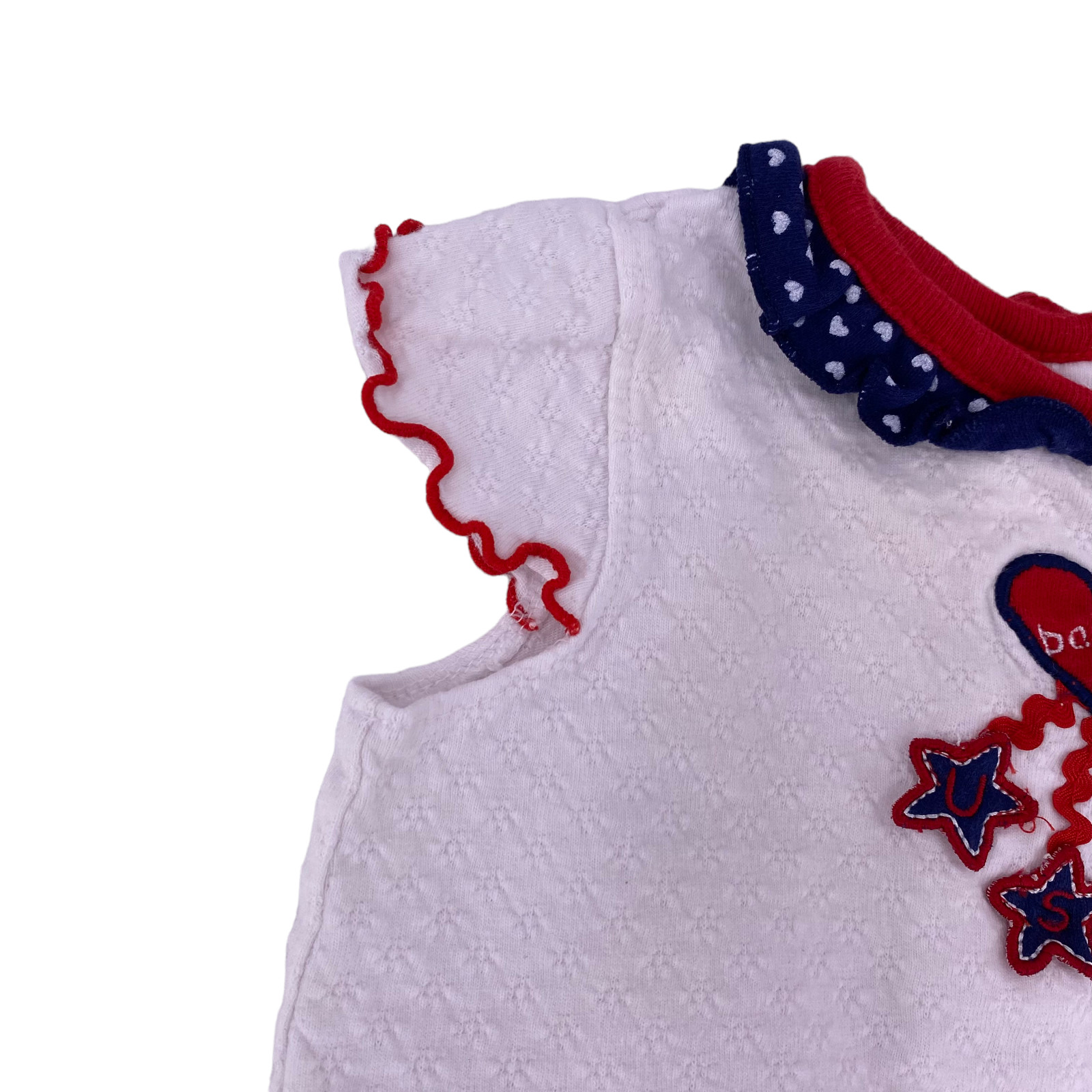 Babyworks Girls Romper Size 3-6 M 100% Cotton Snaps USA Patriotic Flag July 4th