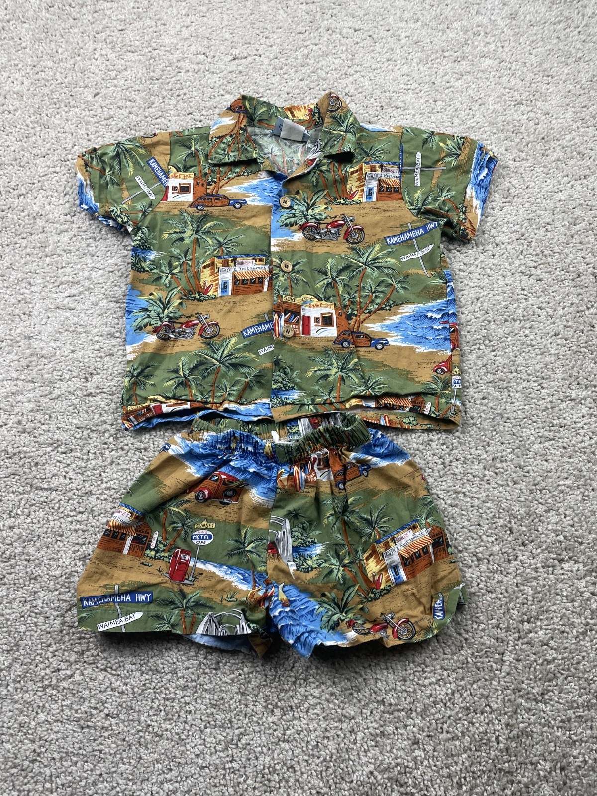 RJC Toddlers Hawaiian Cars Two Piece Set Top Shorts Size 3T Made in Hawaii