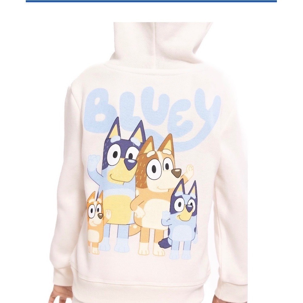 Bluey Kids Hoodie and Joggers Set Cream Bluey Family Graphic 2-Piece Outfit 3T