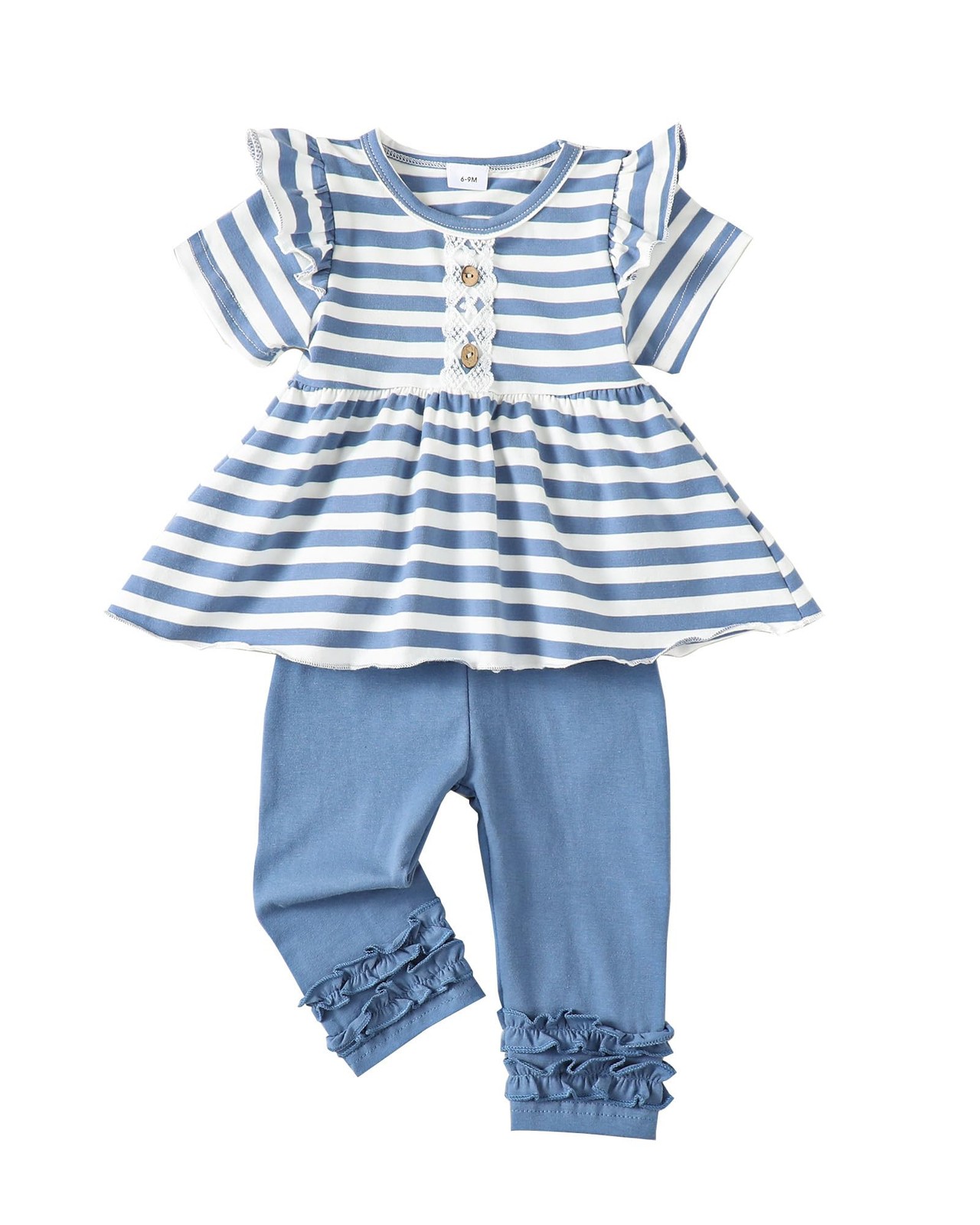 Baby Girl Outfit 9-12 Month Girl Clothes Baby Ruffle Shirt Pants Set Cute Sho…