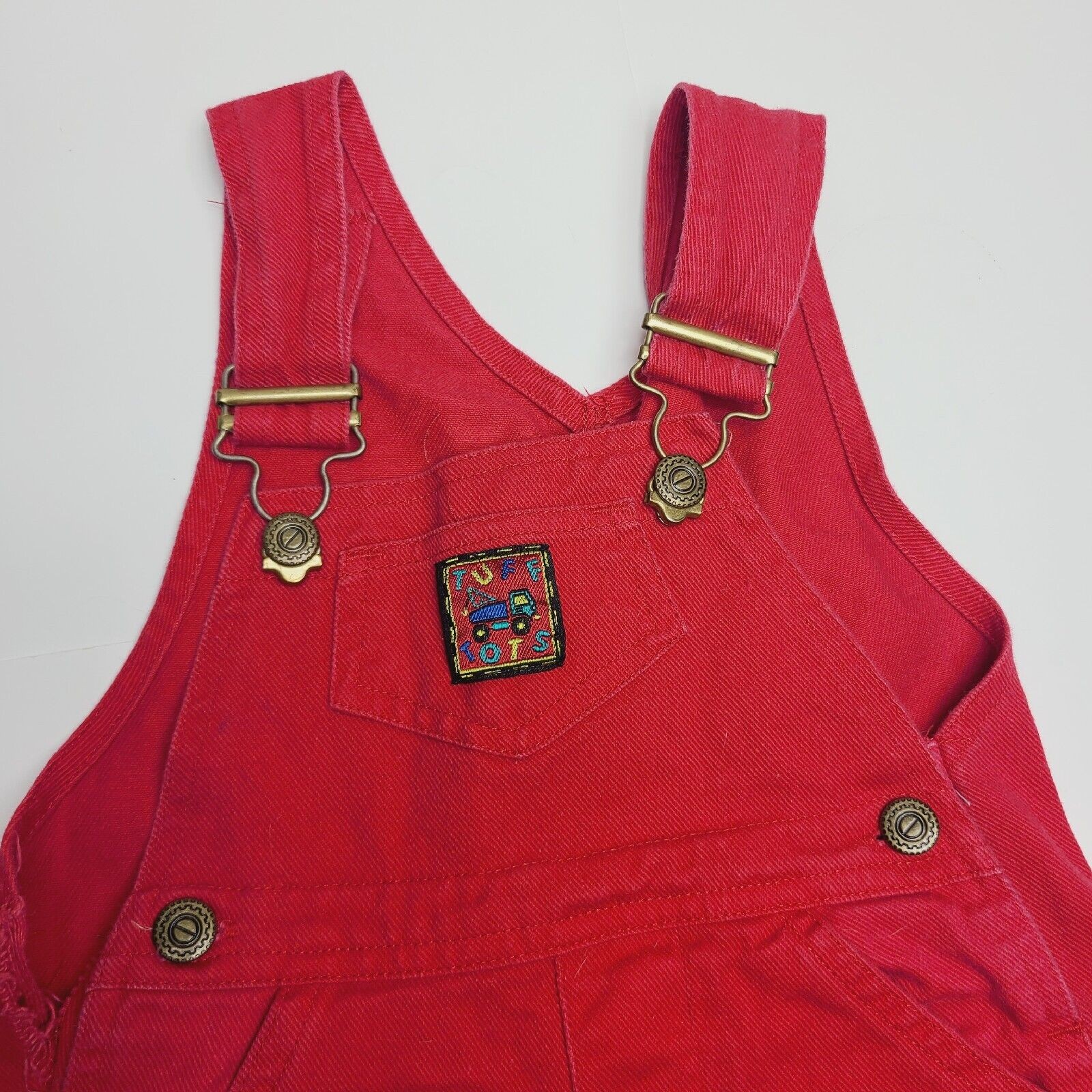 Perfect Pals Boys Denim Bib Overalls Red Pocket 90’s Vintage 18 Months READ